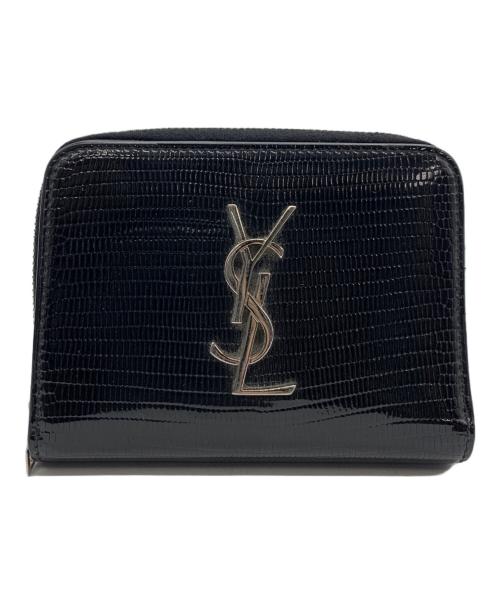 SAINT LAURENT（サンローラン）Saint Laurent (サンローラン) カサンドラ リザード柄 ジップウォレット  ブラックの古着・服飾アイテム