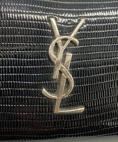 SAINT LAURENT（サンローラン）Saint Laurent (サンローラン) カサンドラ リザード柄 ジップウォレット  ブラックの古着・服飾アイテム