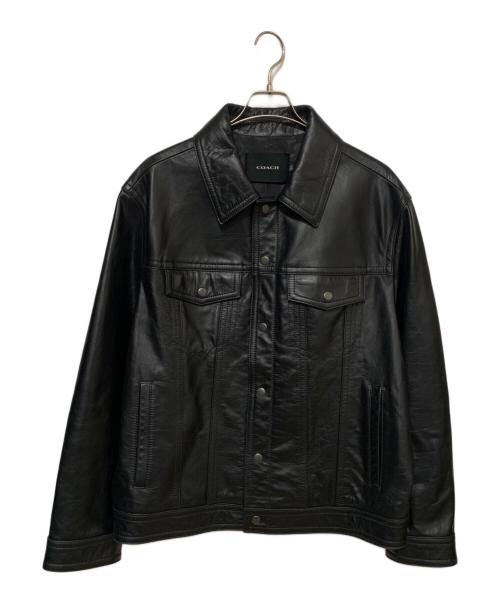 COACH（コーチ）COACH (コーチ) レザートラッカージャケット ブラック サイズ:Lの古着・服飾アイテム