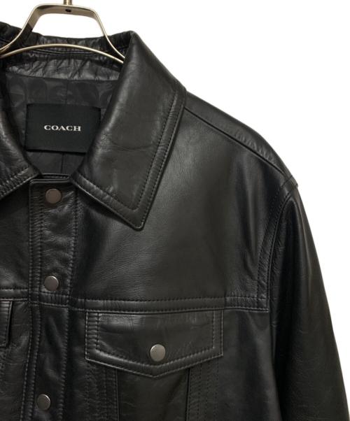 COACH（コーチ）COACH (コーチ) レザートラッカージャケット ブラック サイズ:Lの古着・服飾アイテム