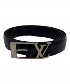 LOUIS VUITTONルイ ヴィトン）の古着「サンチュールアナグラムカーフ レザーベルト」｜ブラック