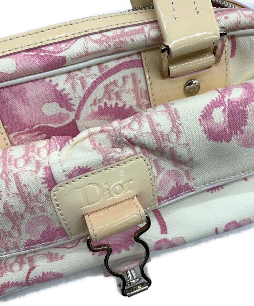 Christian Dior（クリスチャン ディオール）Christian Dior (クリスチャン ディオール) トロッター ハンドバッグ ピンク×ホワイトの古着・服飾アイテム