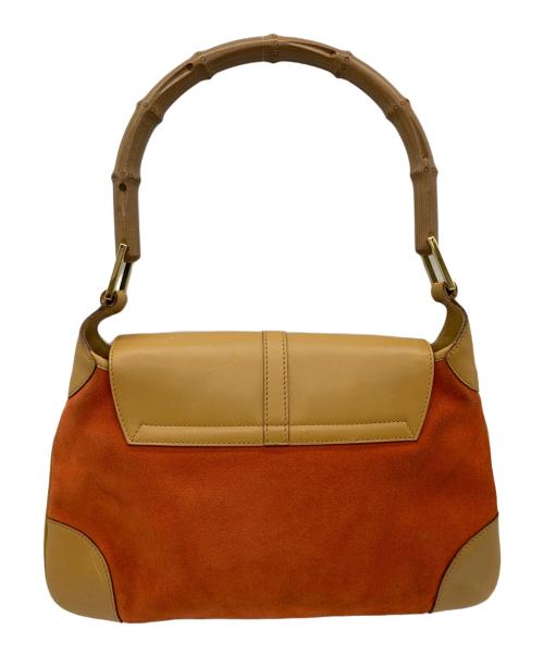 GUCCI（グッチ）GUCCI (グッチ) バンブー カンデスキーハンドバッグ ベージュ×レッドの古着・服飾アイテム