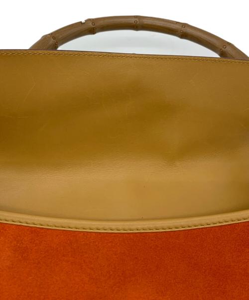 GUCCI（グッチ）GUCCI (グッチ) バンブー カンデスキーハンドバッグ ベージュ×レッドの古着・服飾アイテム