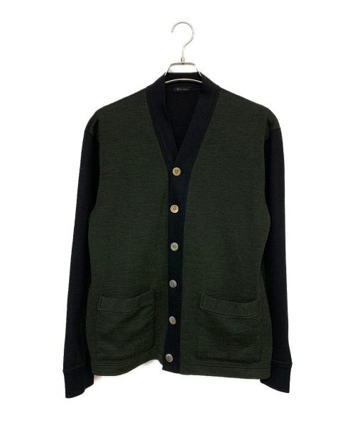 Y's for men（ワイズフォーメン）Y'S for men (ワイズフォーメン) 薄手カーディガン ブラック×グリーン サイズ:表記無しの古着・服飾アイテム
