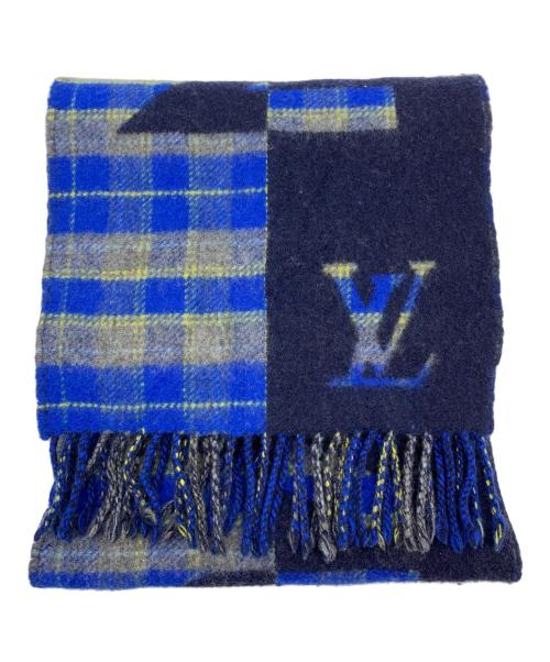 LOUIS VUITTON（ルイ ヴィトン）LOUIS VUITTON (ルイ ヴィトン) エシャルプ・チェックウィズルイ ブルー×ネイビーの古着・服飾アイテム