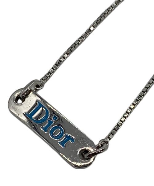 Christian Dior（クリスチャン ディオール）Christian Dior (クリスチャン ディオール) ロゴプレートブレスレット シルバー×スカイブルーの古着・服飾アイテム