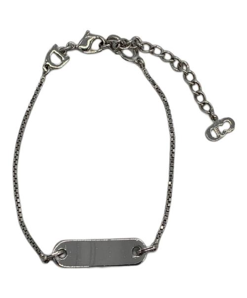 Christian Dior（クリスチャン ディオール）Christian Dior (クリスチャン ディオール) ロゴプレートブレスレット シルバー×スカイブルーの古着・服飾アイテム