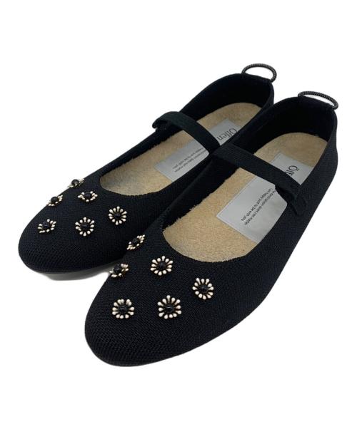 offen（オッフェン）OFFEN (オッフェン) フラワーモチーフ パンプス ブラック サイズ:3737の古着・服飾アイテム