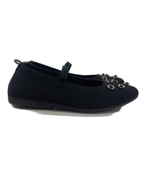 offen（オッフェン）OFFEN (オッフェン) フラワーモチーフ パンプス ブラック サイズ:3737の古着・服飾アイテム