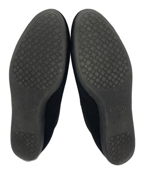 offen（オッフェン）OFFEN (オッフェン) フラワーモチーフ パンプス ブラック サイズ:3737の古着・服飾アイテム