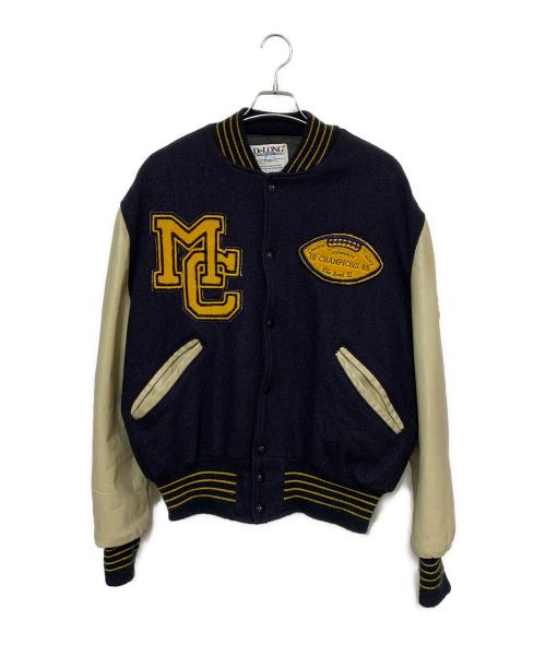 DeLong（デロング）DeLong (デロング) スタジャン ネイビー×ベージュ サイズ:46の古着・服飾アイテム