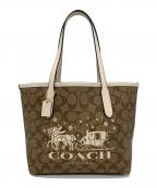 COACHコーチ）の古着「シティートート シグネチャー キャンパス・ホース アンド スレイ キングラム」｜カーキ