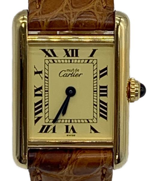 Cartier（カルティエ）Cartier (カルティエ) マストタンク ヴェルメイユ ベージュ×ゴールドの古着・服飾アイテム