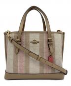 COACHコーチ）の古着「モリー トート 25 ジャガードウィズストライプ」｜ピンクベージュ