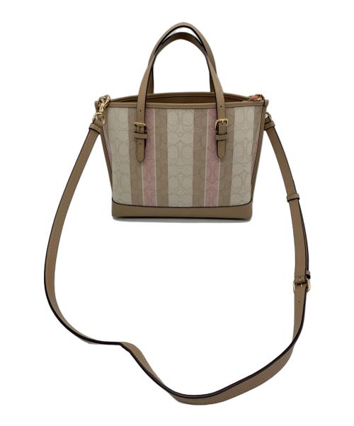 COACH（コーチ）COACH (コーチ) モリー トート 25 ジャガードウィズストライプ ピンクベージュの古着・服飾アイテム