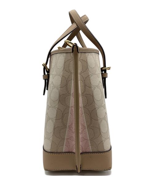 COACH（コーチ）COACH (コーチ) モリー トート 25 ジャガードウィズストライプ ピンクベージュの古着・服飾アイテム