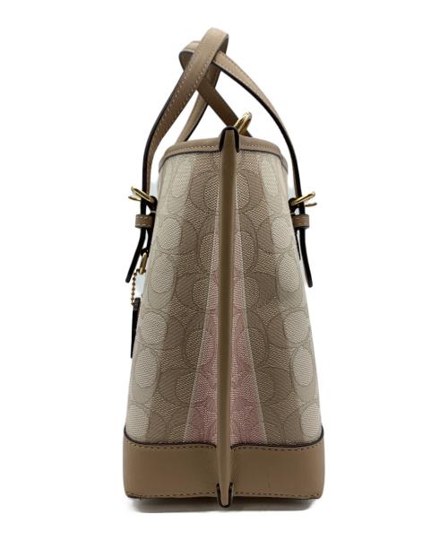 COACH（コーチ）COACH (コーチ) モリー トート 25 ジャガードウィズストライプ ピンクベージュの古着・服飾アイテム