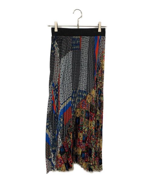 BEARDSLEY（ビアズリー）BEARDSLEY (ビアズリー)  パッチワーク プリーツ ロングスカート マルチカラー サイズ:FREEの古着・服飾アイテム