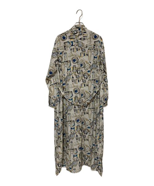 BEARDSLEY（ビアズリー）BEARDSLEY (ビアズリー) 香水瓶シャツワンピース アイボリー×ブルー サイズ:Fの古着・服飾アイテム
