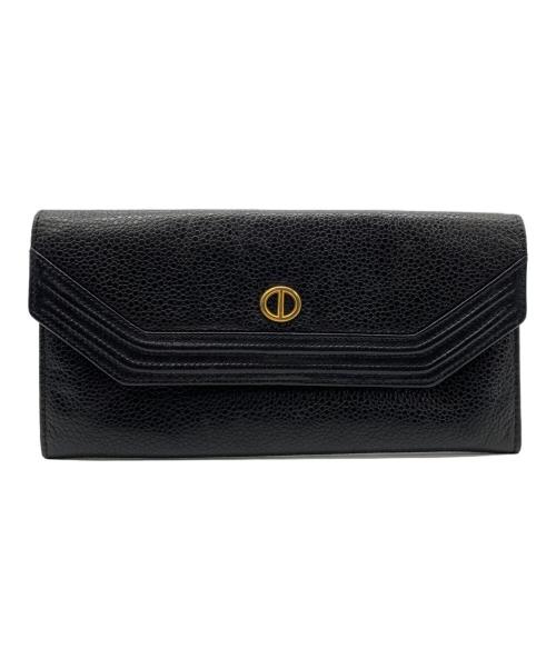 Christian Dior（クリスチャン ディオール）Christian Dior (クリスチャン ディオール) フラップ キャビアスキン ウォレット ブラックの古着・服飾アイテム