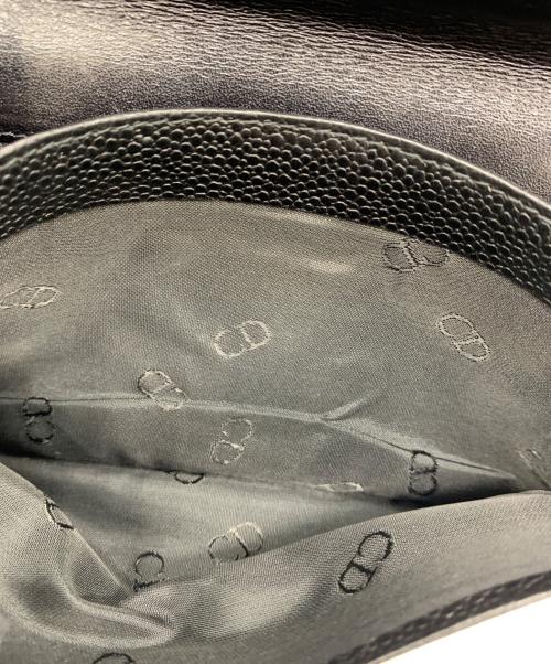 Christian Dior（クリスチャン ディオール）Christian Dior (クリスチャン ディオール) フラップ キャビアスキン ウォレット ブラックの古着・服飾アイテム