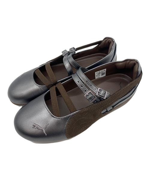 PUMA（プーマ）PUMA (プーマ) バレエシューズ ダークブラウン×シルバー サイズ:23.5の古着・服飾アイテム