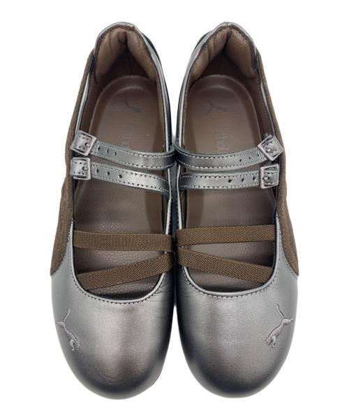 PUMA（プーマ）PUMA (プーマ) バレエシューズ ダークブラウン×シルバー サイズ:23.5の古着・服飾アイテム