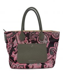 A.D.M.J.（エーディーエムジェイ）の古着「ファブリックトートバッグ」｜ピンク×ブラウン×グレー