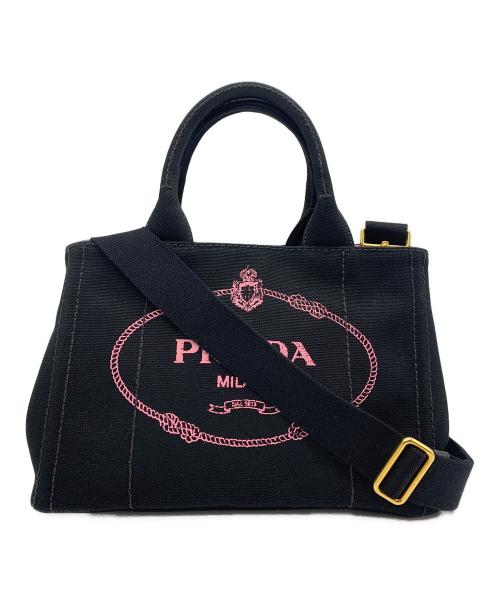 PRADA（プラダ）PRADA (プラダ) カナパS ブラック×ピンクの古着・服飾アイテム