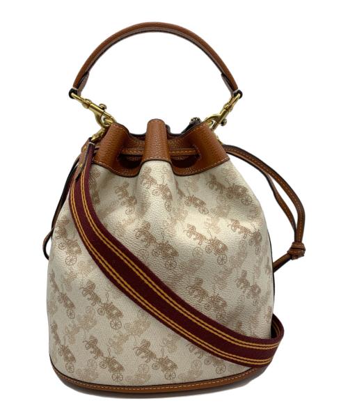 COACH（コーチ）COACH (コーチ) ホース アンド キャリッジ プリント 2WAYバッグ アイボリー×ブラウンの古着・服飾アイテム