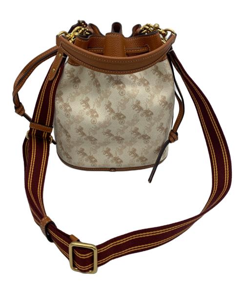 COACH（コーチ）COACH (コーチ) ホース アンド キャリッジ プリント 2WAYバッグ アイボリー×ブラウンの古着・服飾アイテム
