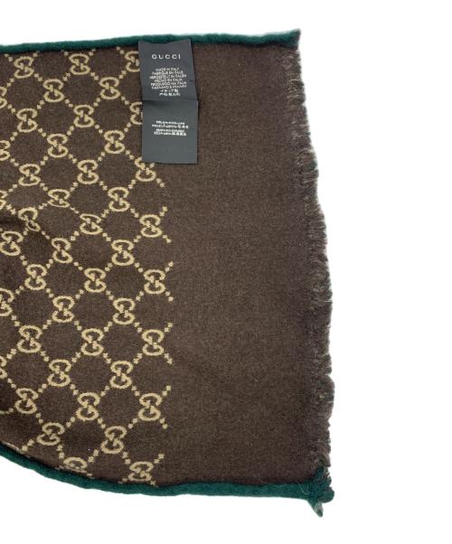 GUCCI（グッチ）GUCCI (グッチ) マフラー ブラウン×グリーンの古着・服飾アイテム