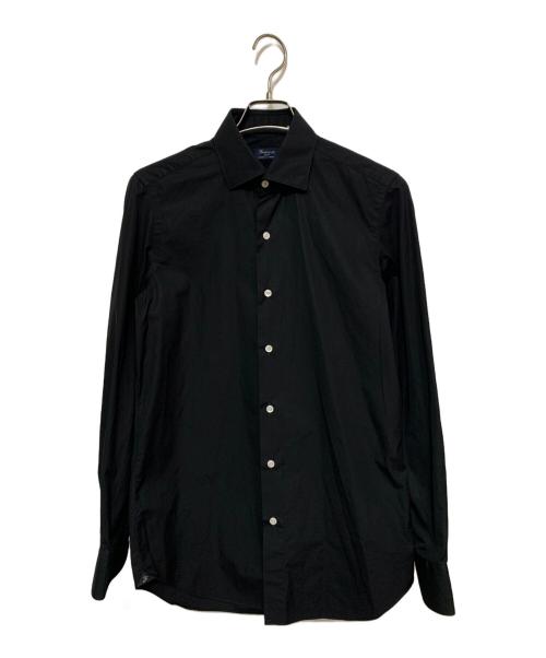 finamore（フィナモレ）Finamore (フィナモレ) ウォッシュドコットンポプリンホリゾンタルカラーシャツ ブラック サイズ:Ｍの古着・服飾アイテム