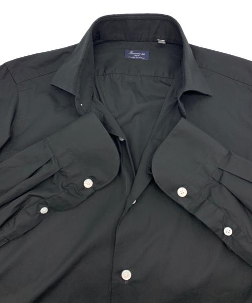 finamore（フィナモレ）Finamore (フィナモレ) ウォッシュドコットンポプリンホリゾンタルカラーシャツ ブラック サイズ:Ｍの古着・服飾アイテム