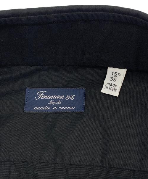 finamore（フィナモレ）Finamore (フィナモレ) ウォッシュドコットンポプリンホリゾンタルカラーシャツ ブラック サイズ:Ｍの古着・服飾アイテム