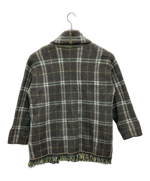 45rpm（45アールピーエム）45rpm (45アールピーエム) ショールカラーコート グレー×グリーン サイズ:4の古着・服飾アイテム