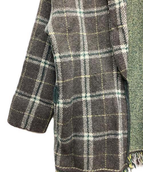 45rpm（45アールピーエム）45rpm (45アールピーエム) ショールカラーコート グレー×グリーン サイズ:4の古着・服飾アイテム