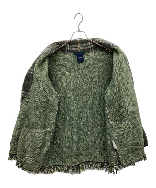 45rpm（45アールピーエム）45rpm (45アールピーエム) ショールカラーコート グレー×グリーン サイズ:4の古着・服飾アイテム