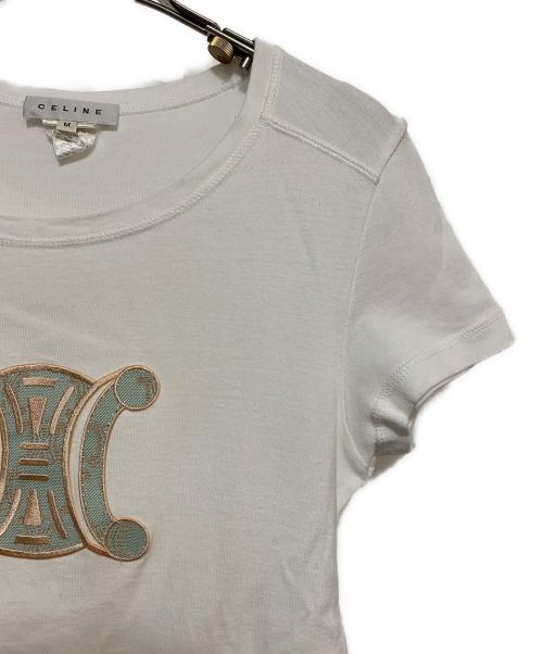 CELINE（セリーヌ）CELINE (セリーヌ) 刺繍ワッペンカットソー ホワイト×ブルー サイズ:Mの古着・服飾アイテム