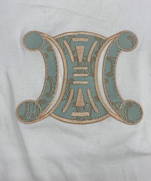 CELINE（セリーヌ）CELINE (セリーヌ) 刺繍ワッペンカットソー ホワイト×ブルー サイズ:Mの古着・服飾アイテム