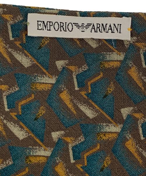 EMPORIO ARMANI（エンポリオ アルマーニ）EMPORIO ARMANI (エンポリオ アルマーニ) マフラー グリーン×ブラウンの古着・服飾アイテム