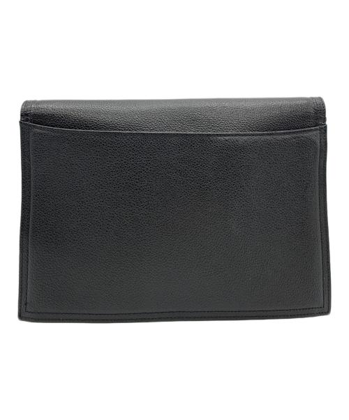 Yves Saint Laurent（イヴサンローラン）Yves Saint Laurent (イヴサンローラン) クラッチバッグ ブラック×ゴールドの古着・服飾アイテム