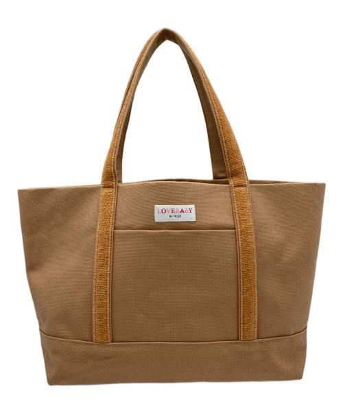LOVERARY by FEILER（ラブラリー バイ フェイラー）Loverary by Feiler (ラブラリー バイ フェイラー) クマワッペン トートバッグ ベージュ×ブラウンの古着・服飾アイテム