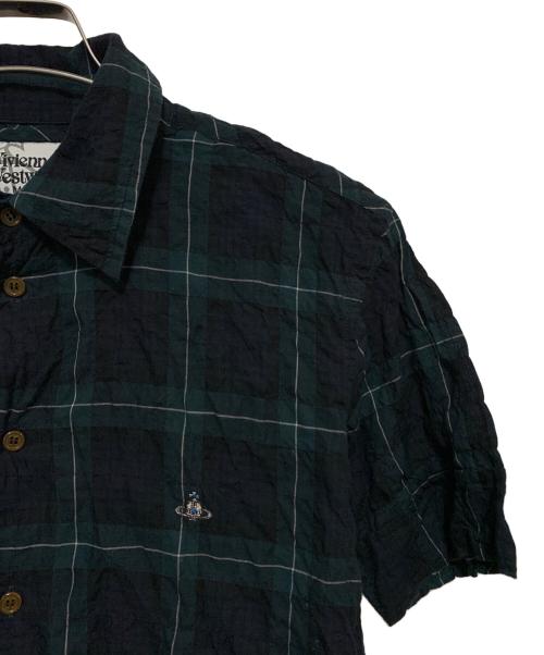 Vivienne Westwood（ヴィヴィアンウエストウッド）Vivienne Westwood (ヴィヴィアンウエストウッド) 半袖シャツ ネイビー×グリーン サイズ:44の古着・服飾アイテム