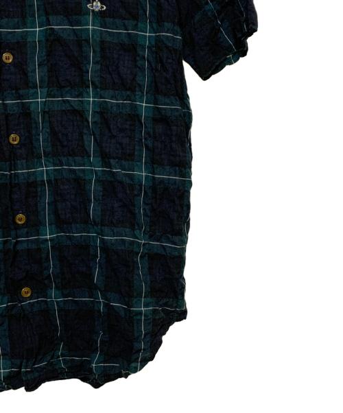 Vivienne Westwood（ヴィヴィアンウエストウッド）Vivienne Westwood (ヴィヴィアンウエストウッド) 半袖シャツ ネイビー×グリーン サイズ:44の古着・服飾アイテム