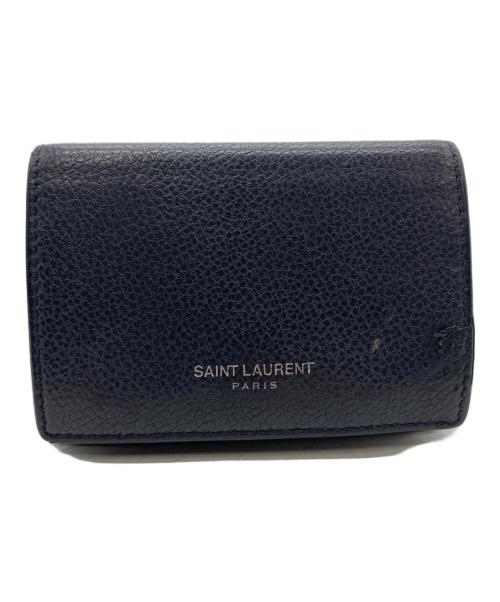 Saint Laurent Paris（サンローランパリ）Saint Laurent Paris (サンローランパリ) コンパクトウォレット ネイビーの古着・服飾アイテム