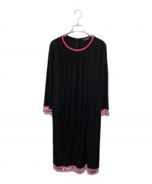 LEONARD FASHION（レオナールファッション）の古着「長袖ワンピース」｜ブラック×ピンク