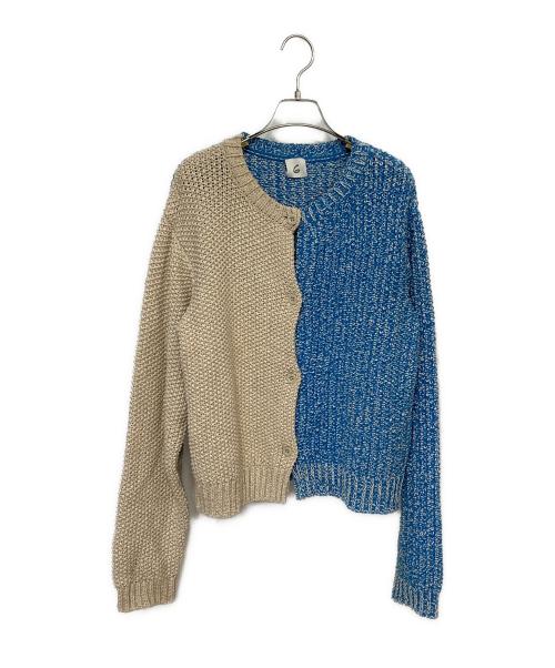 6(ROKU) BEAUTY&YOUTH（ロク ビューティーアンドユース）6(ROKU) BEAUTY&YOUTH (ロク ビューティーアンドユース) BICOLOR CARDIGAN ブルー×ベージュ サイズ:表記無しの古着・服飾アイテム
