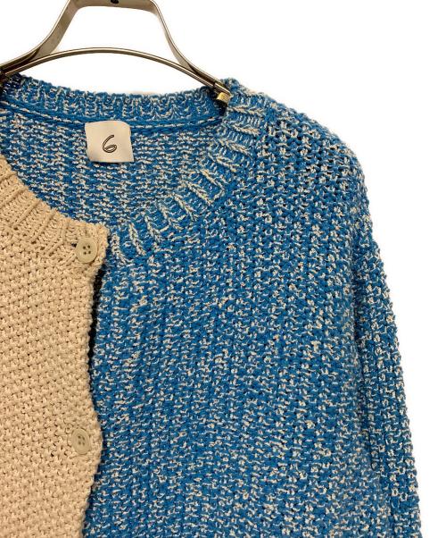 6(ROKU) BEAUTY&YOUTH（ロク ビューティーアンドユース）6(ROKU) BEAUTY&YOUTH (ロク ビューティーアンドユース) BICOLOR CARDIGAN ブルー×ベージュ サイズ:表記無しの古着・服飾アイテム